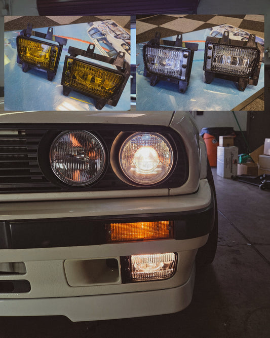 Bmw E30 late model glass fog lights oem Clear French Smoked 325i 318i 325is