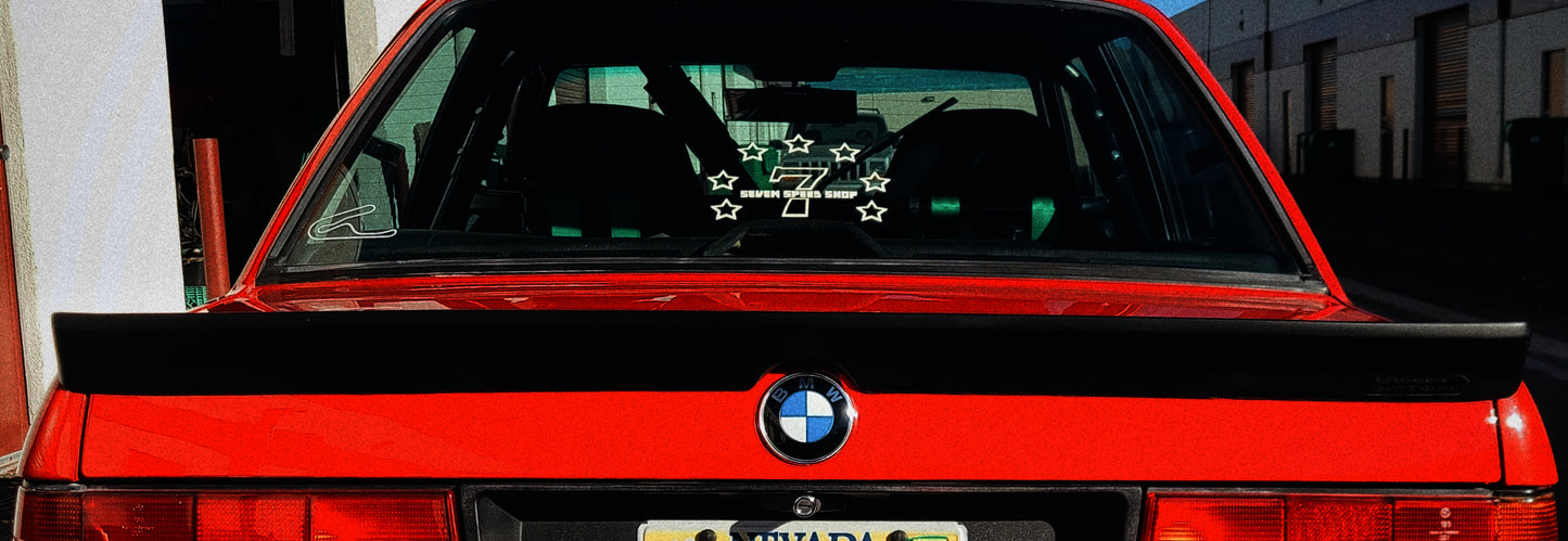 7 Speed Shop rear Windshield Decal WHITE