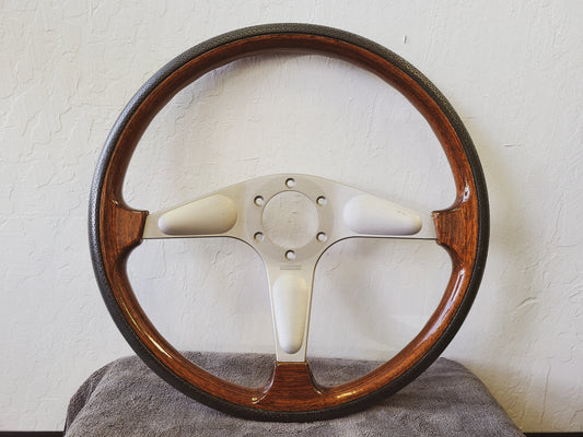 Momo 3 spoke wood+leather 365mm steering wheel